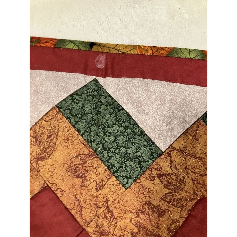 Handmade Quilted Autumn Kitchen Table Runner w /4 Placemats & 2 Centerpieces Set